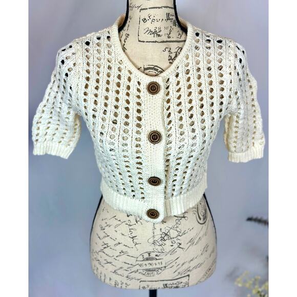 525 America Adele Cropped Short Sleeves Cardi Chalk size S - Picture 5 of 14